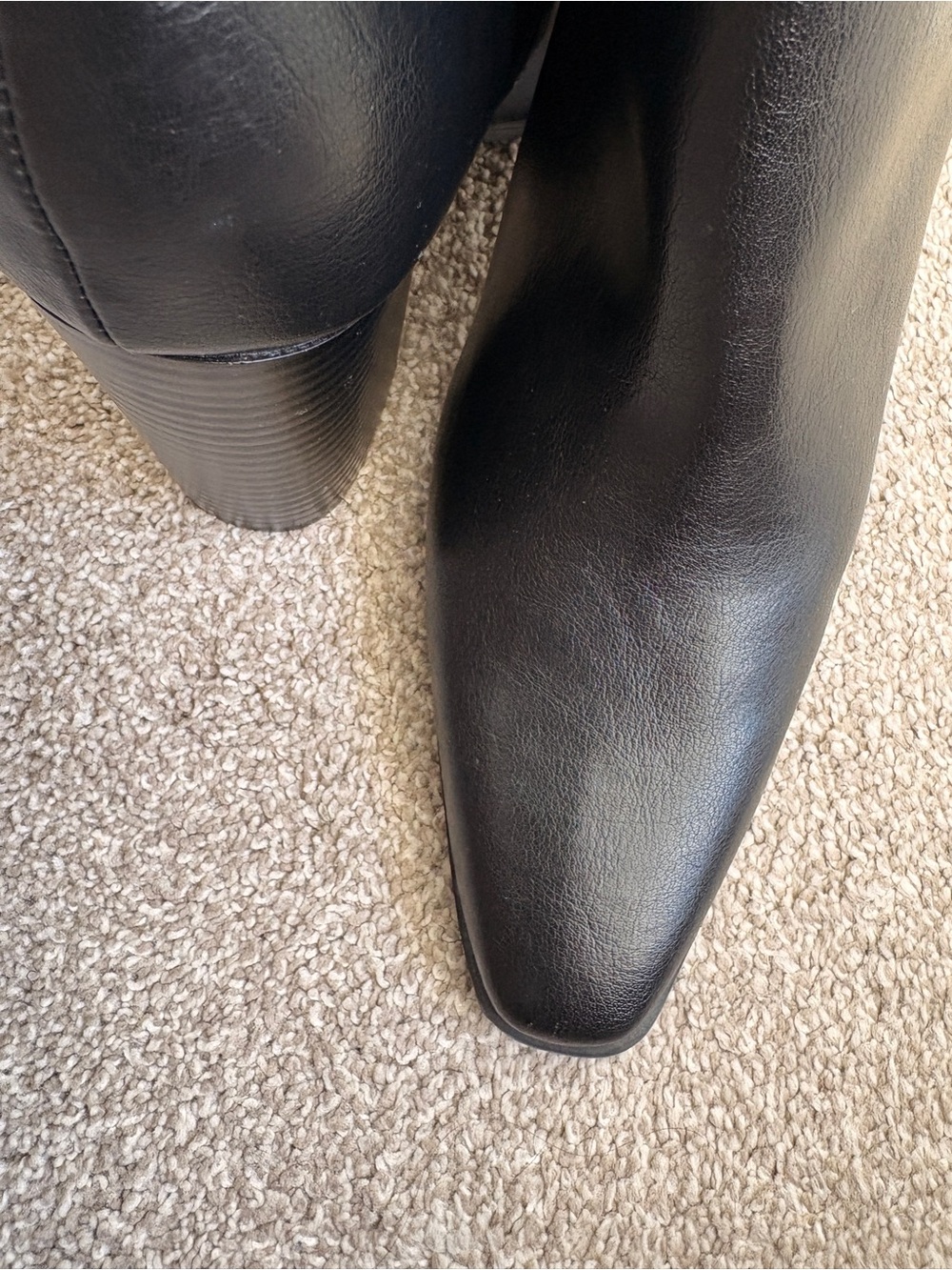 Unisa Black Leather Knee Boots with Block Heel - Picture 5 of 7